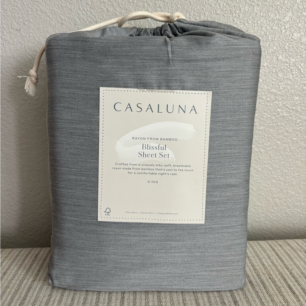 NWT King 400 Thread Count Rayon from Bamboo Sheet Set Dark Gray - Casaluna